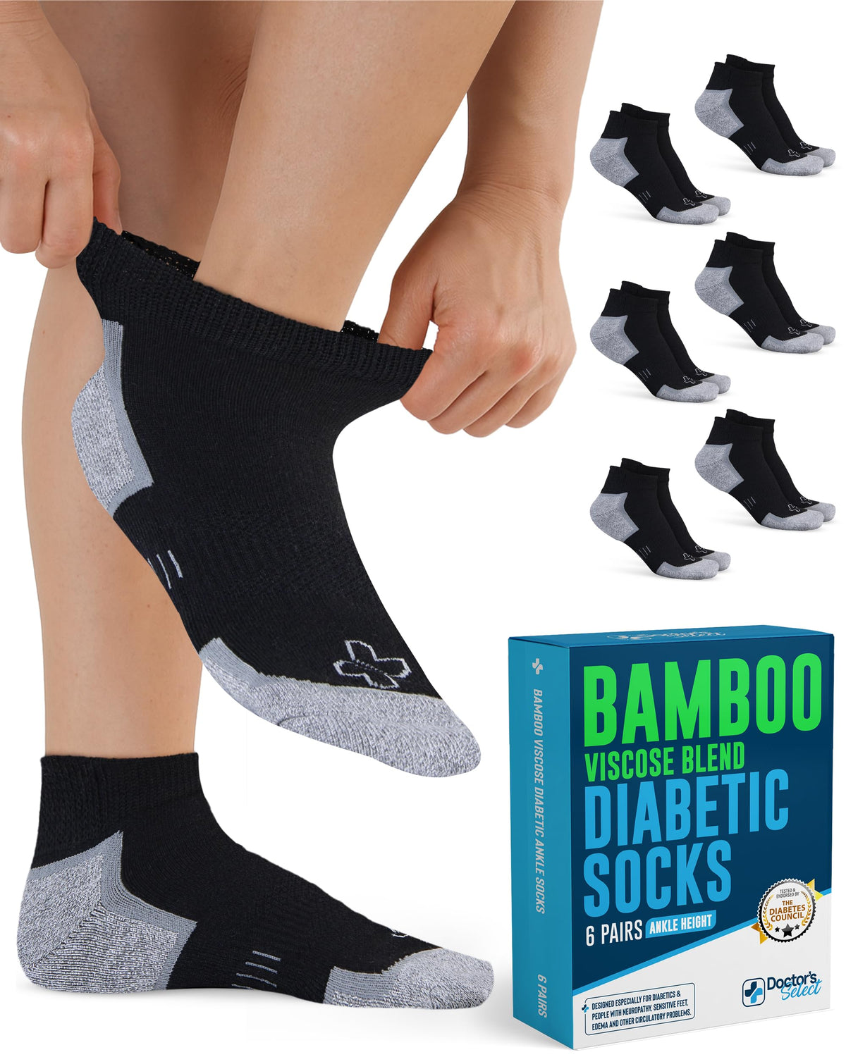 Bamboo Viscose Diabetic Socks 6 Pairs M26695