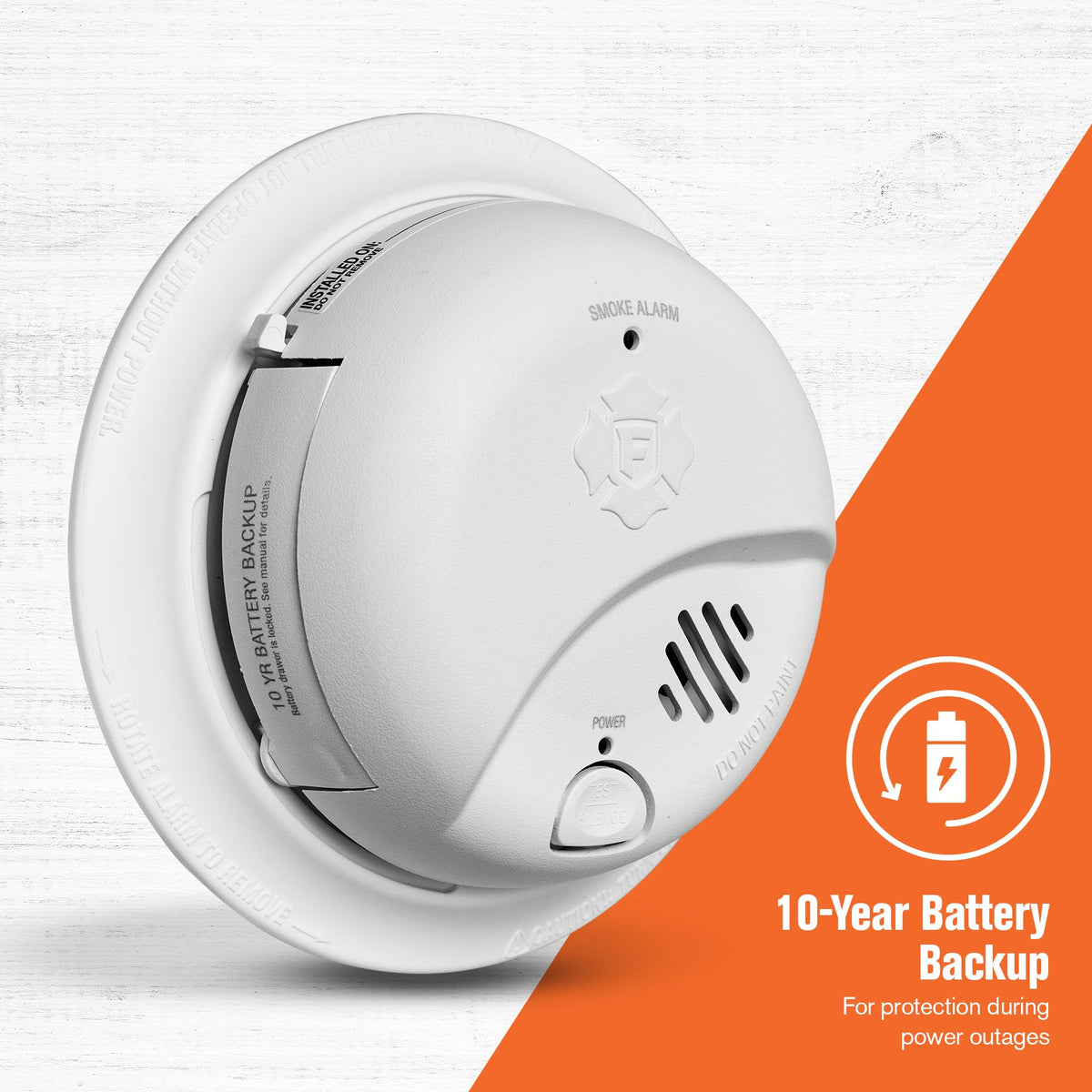 Hardwire Smoke Alarm with 10-Year Battery Backup F636181