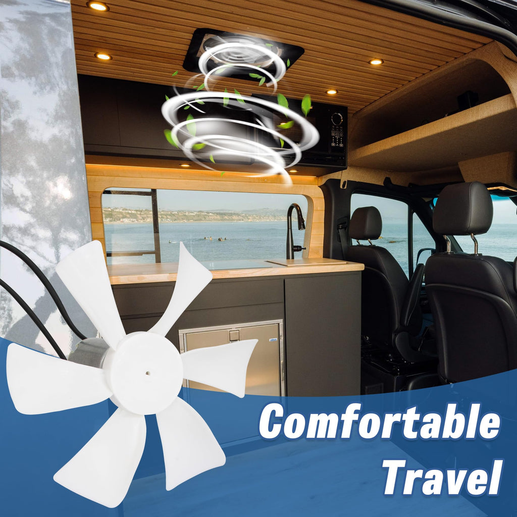6 Inch White RV Vent Fan Blade with 12V D-Shaft Motor X7832
