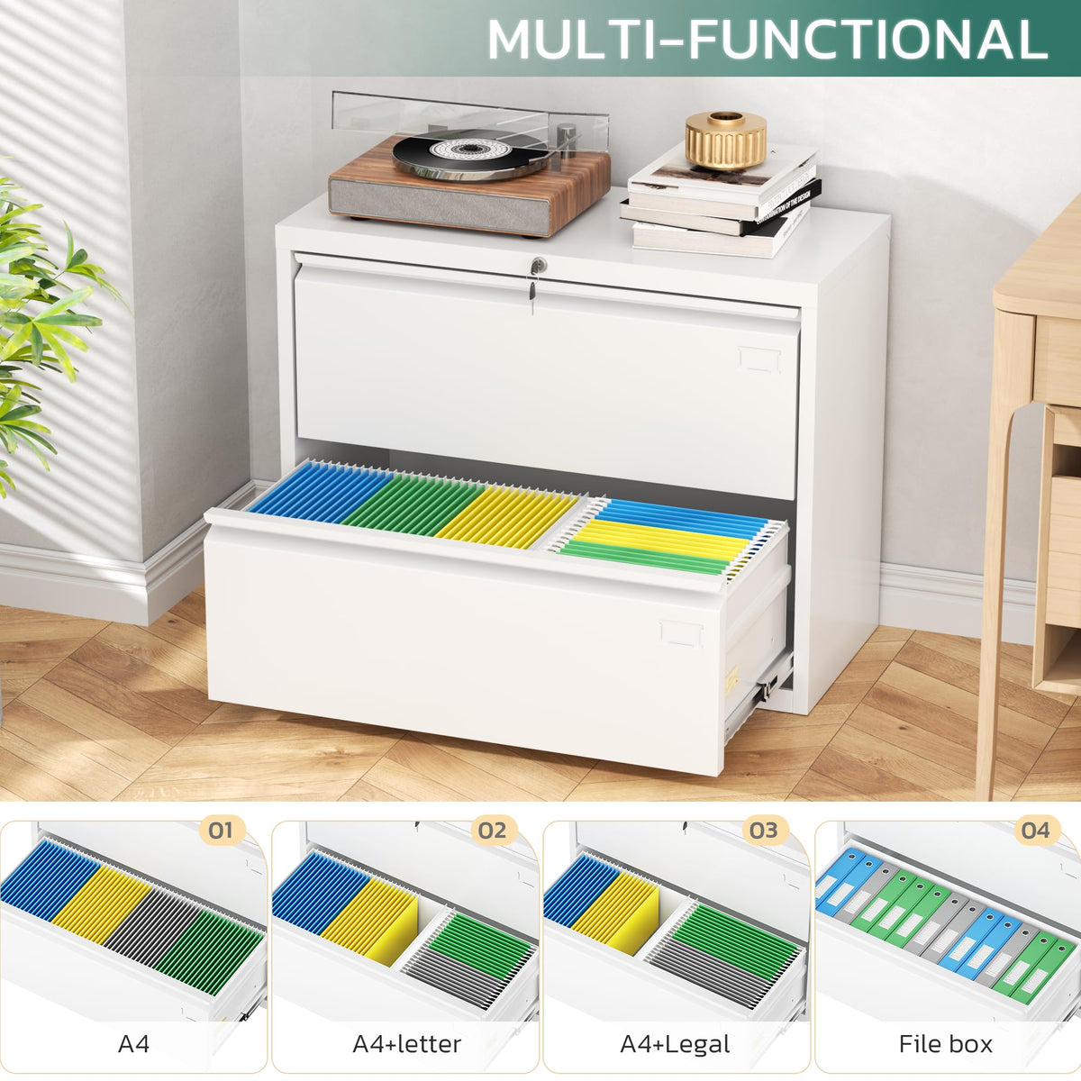 White 2 Drawer Metal File Cabinet with Lock U452472