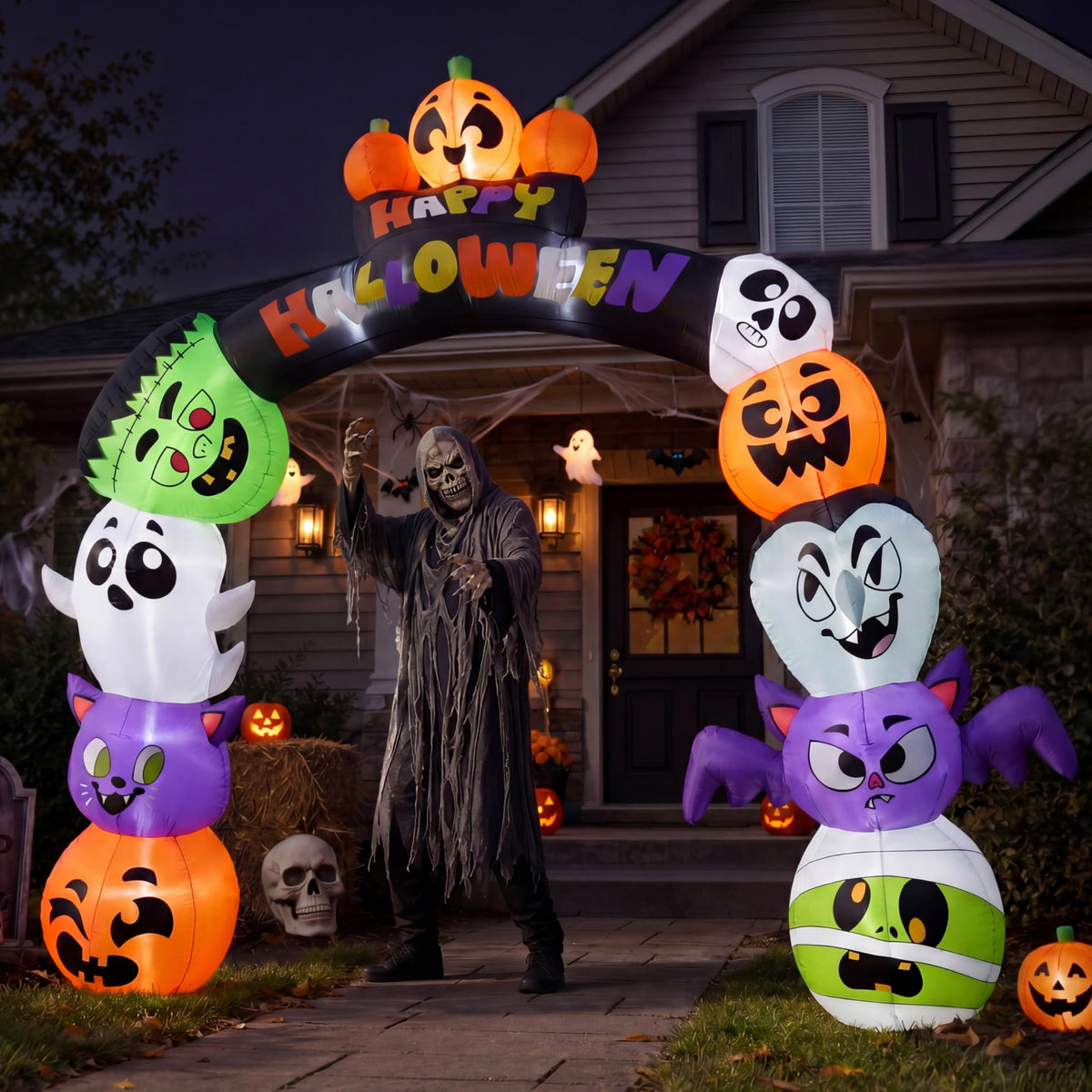 8 FT Halloween Inflatable Pumpkin Archway with LED Lights S281