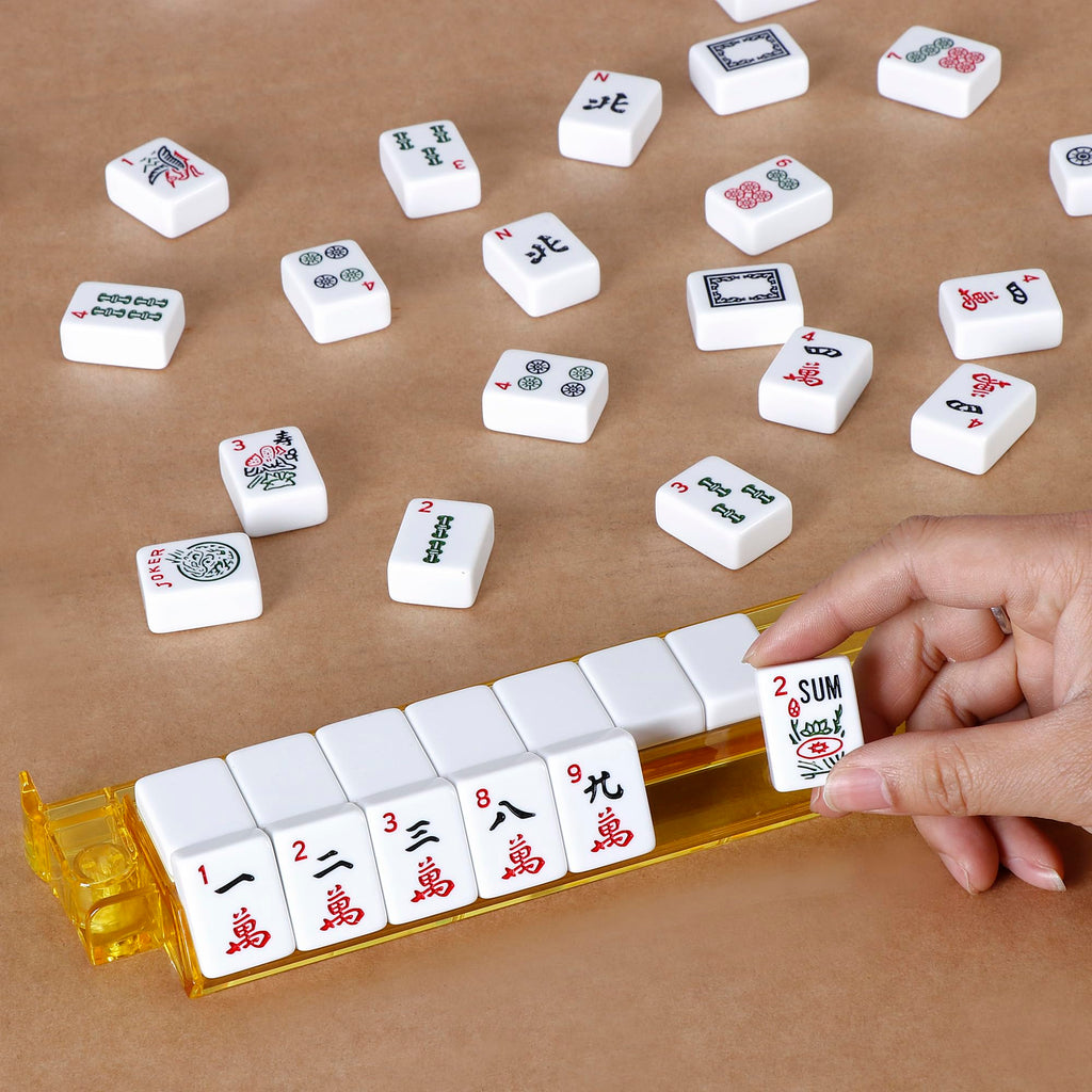 American Mahjong Set 166 White Tiles with 4 Racks and Bag M5767