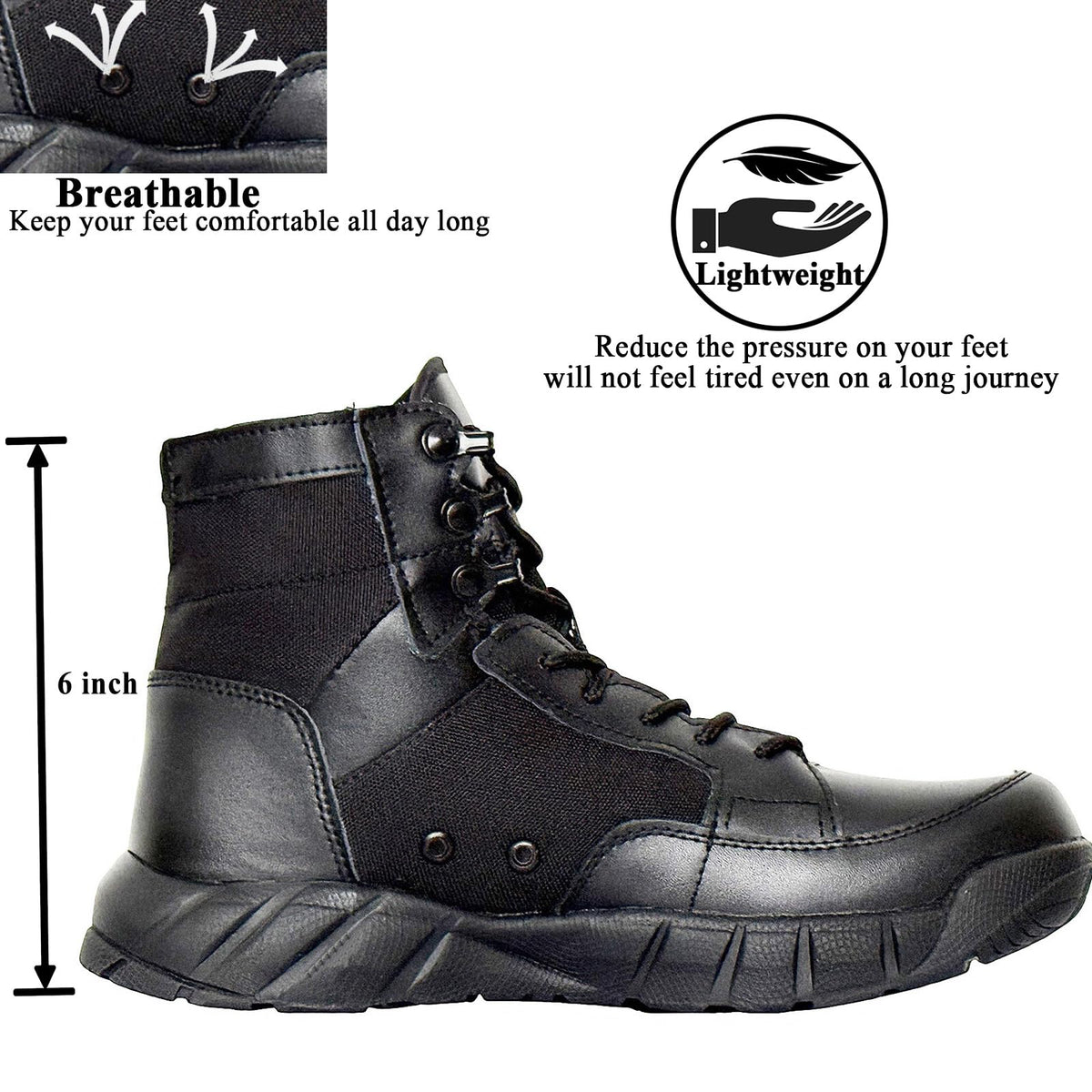6 Inch Lightweight Tactical Combat Boots Coyote Military Hiking Shoes L160134
