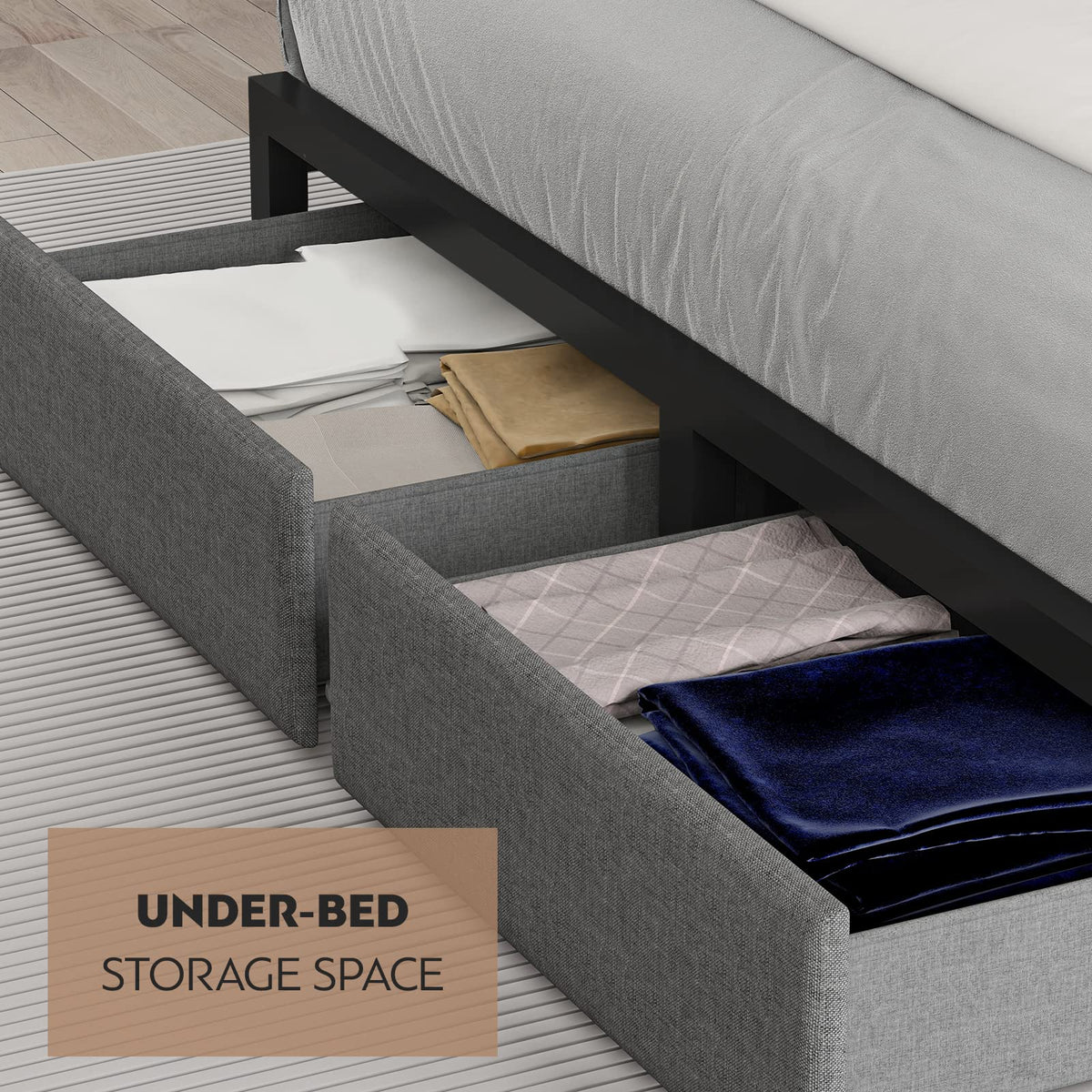 Full Size Storage Bed Frame with Headboard I568