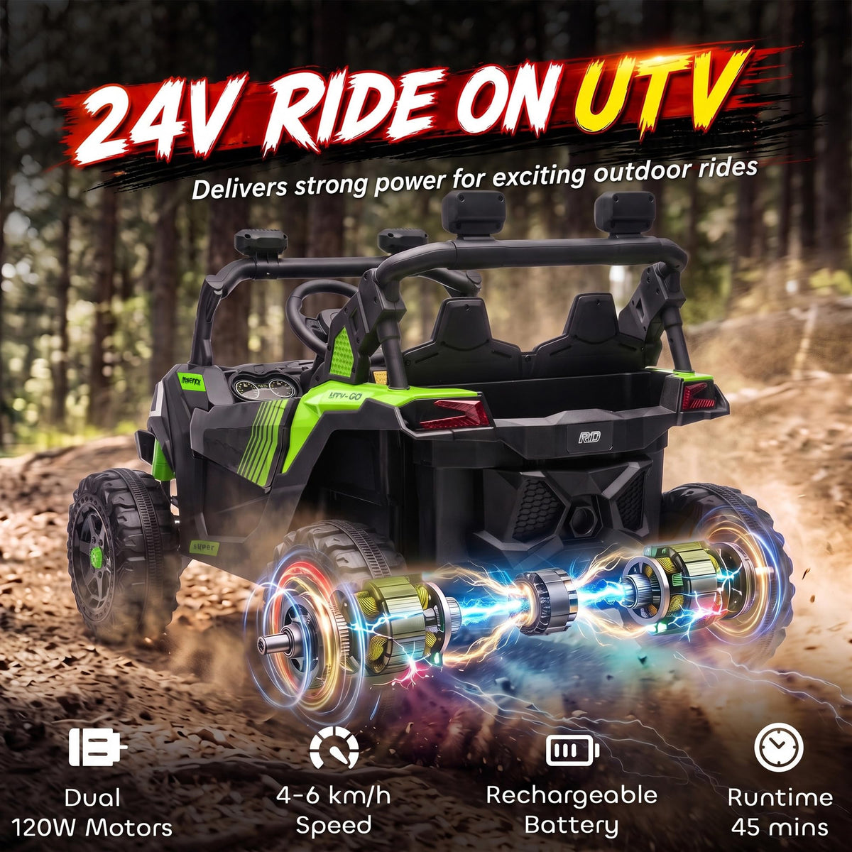 24V 2 Seater Ride On Truck Car Green J45688