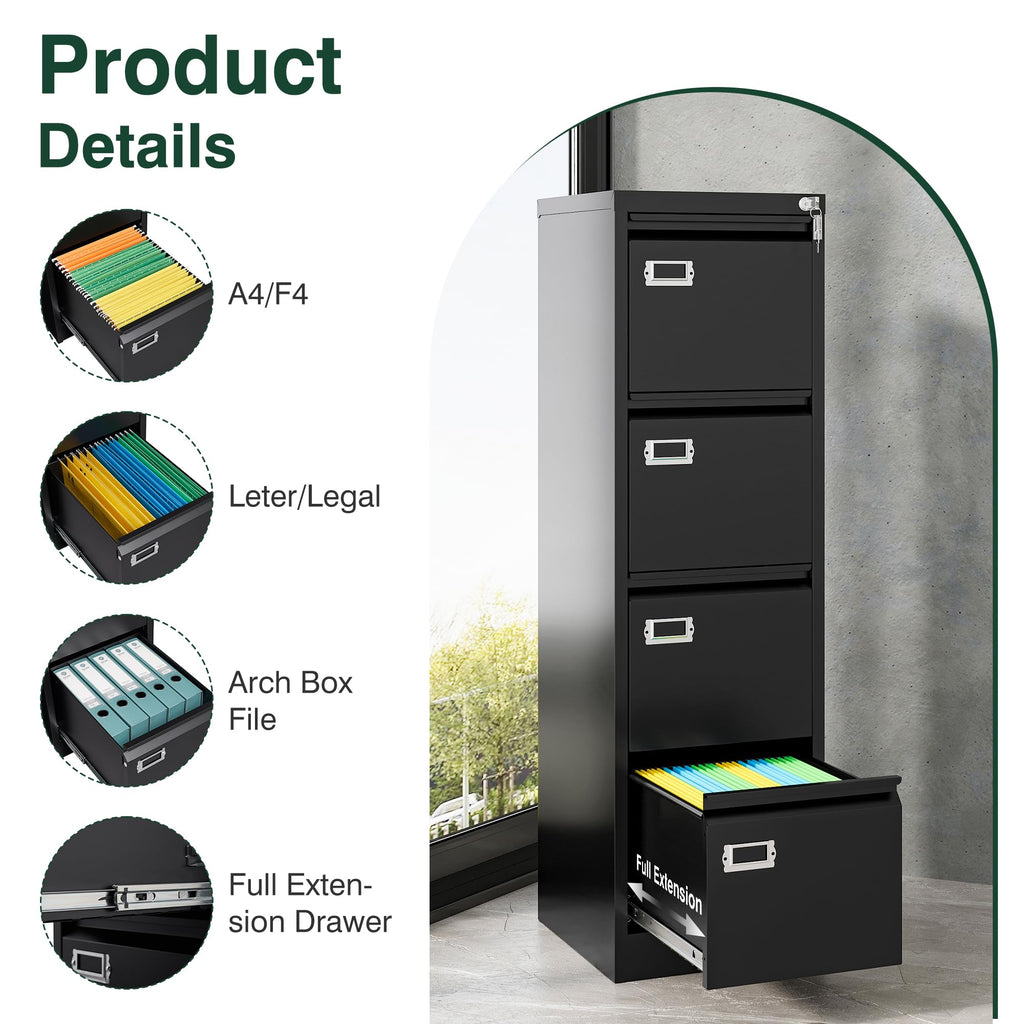 4 Drawer Metal File Cabinet with Lock B88284