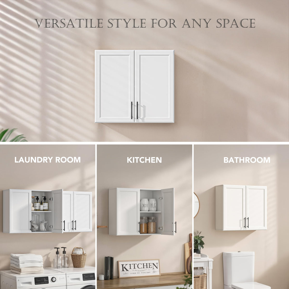 47.2" W Off White Wall Mounted Cabinet with Adjustable Shelf T67381