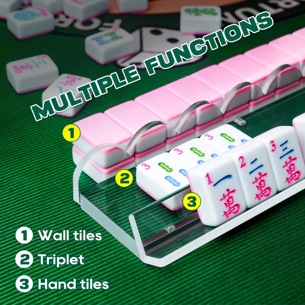 Clear Acrylic Mahjong Racks with Pushers, Set of 4 F495