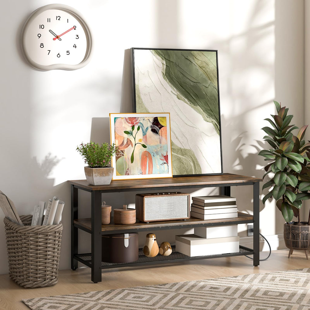 Small 3-Tier TV Stand with Power Outlets and USB Ports A107337