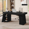 55.9" Black Wood Executive Desk with Storage T2284