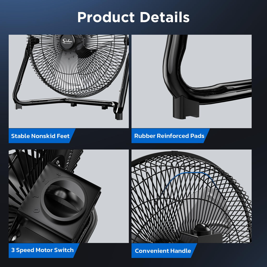 20 Inch 3-Speed Oscillating Metal Floor Fan R35639