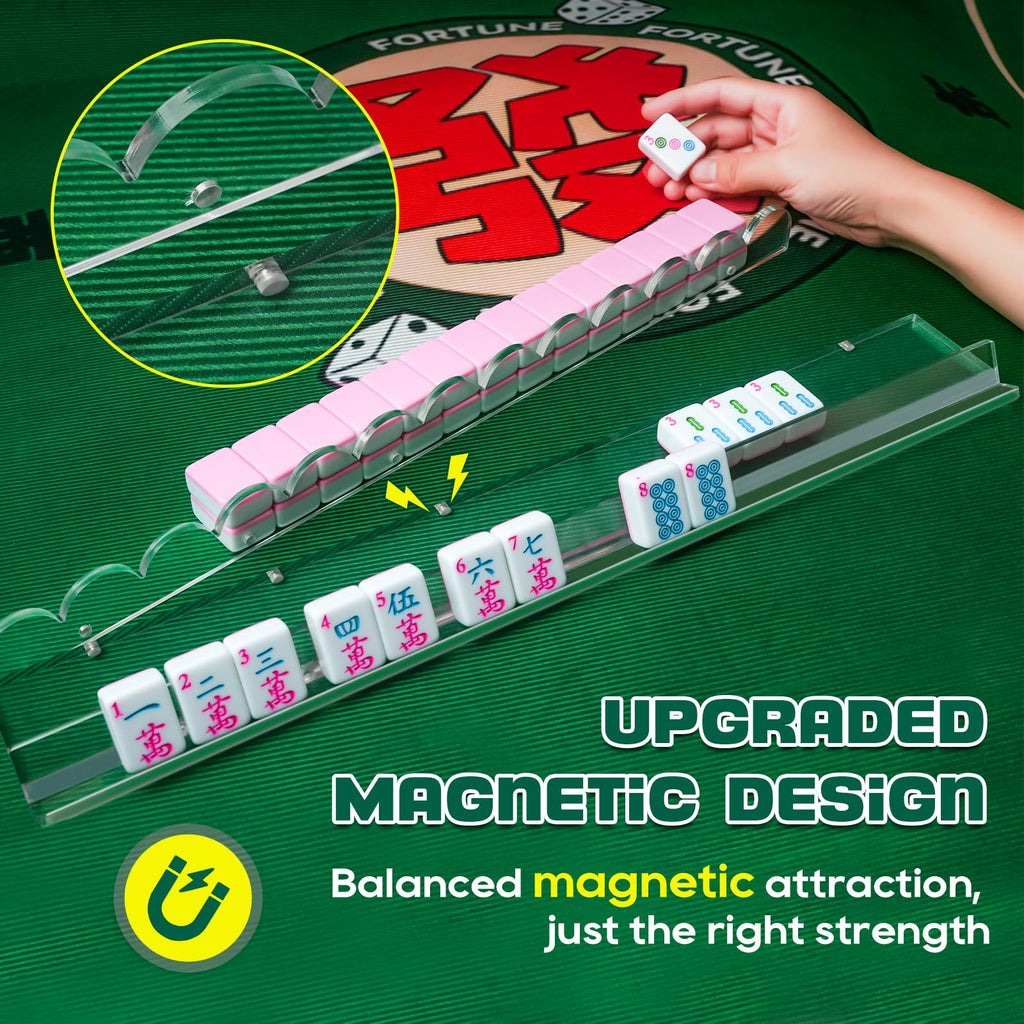Clear Acrylic Mahjong Racks with Pushers, Set of 4 F495