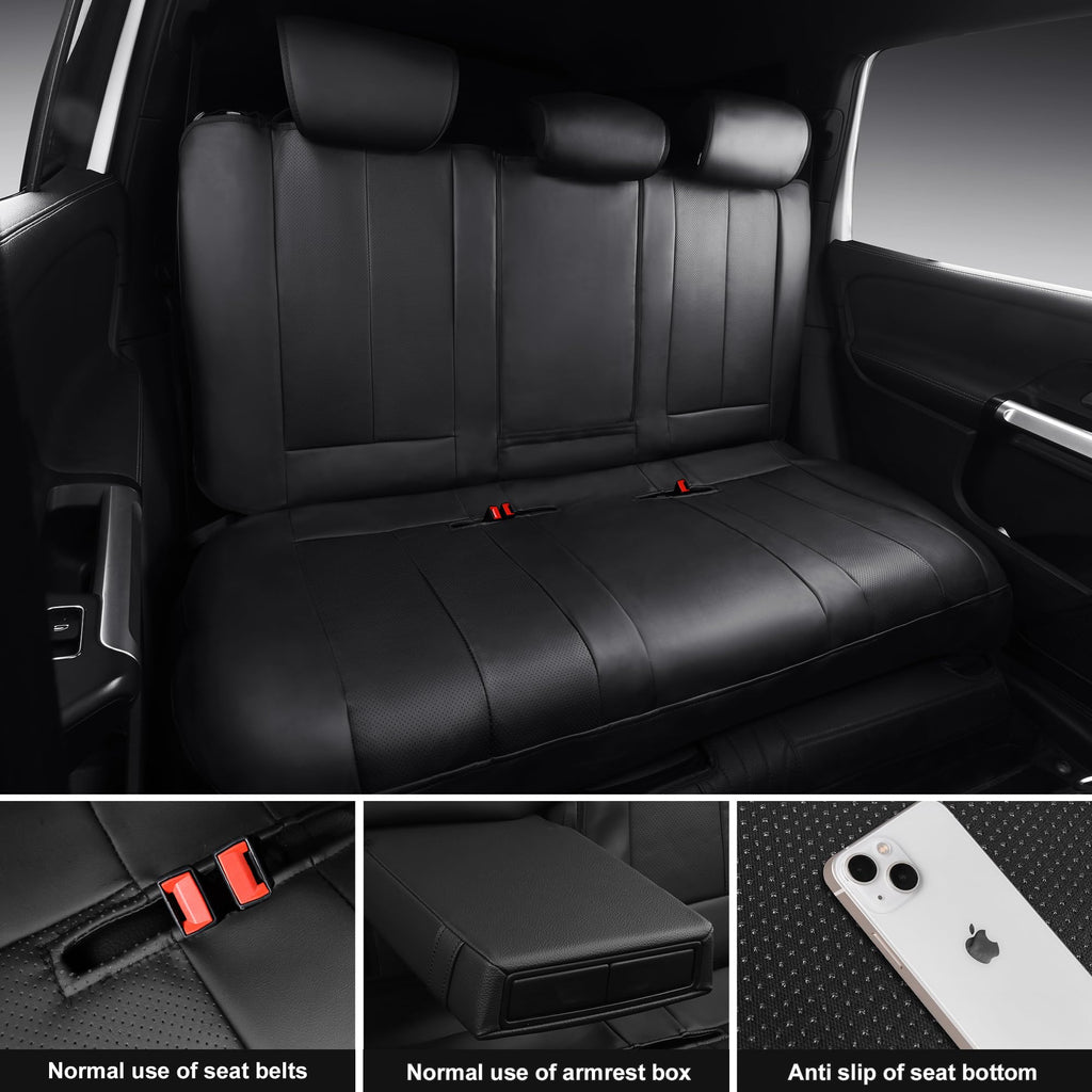 Black Nappa Leather Car Seat Covers Full Set B128