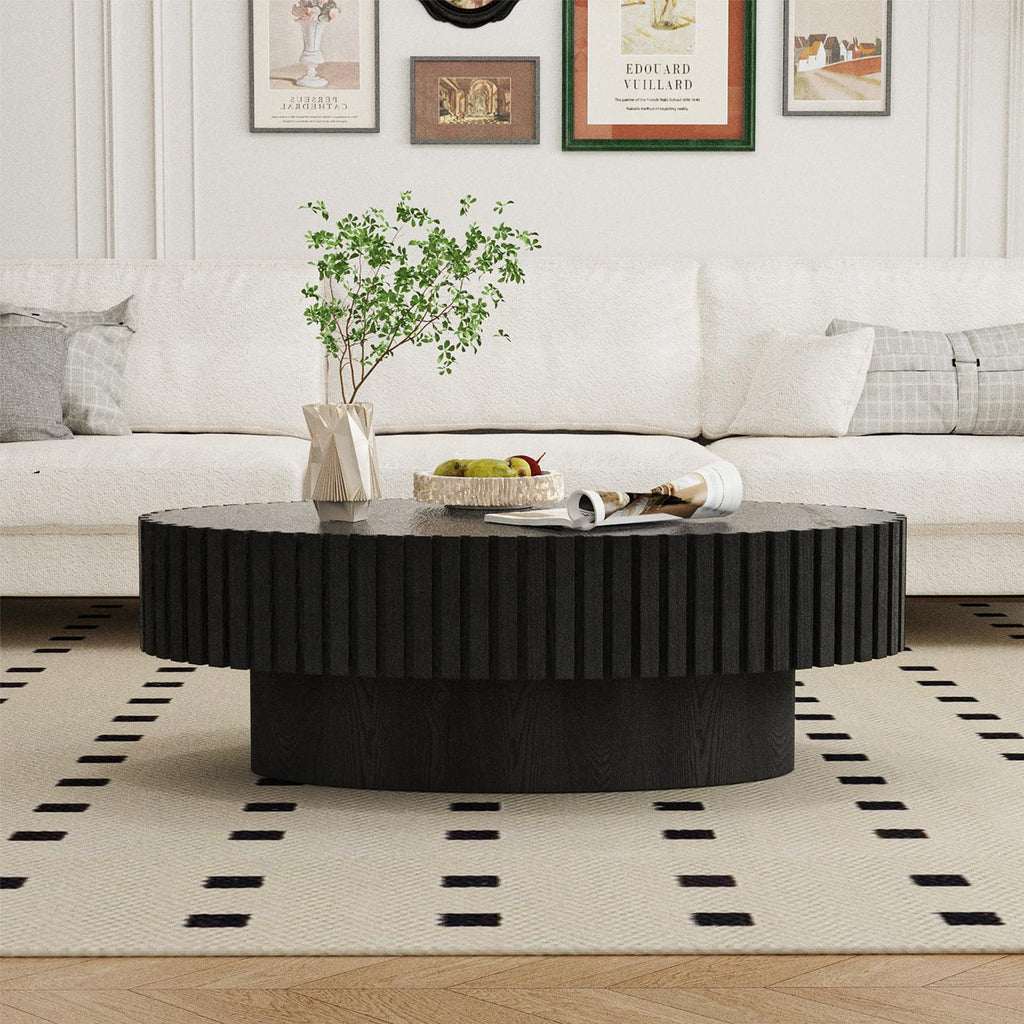 Black Oval Fluted Coffee Table A507