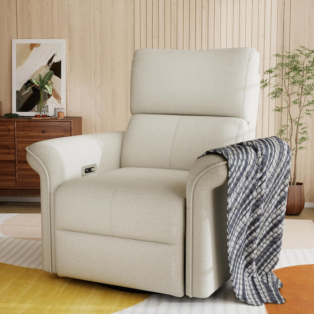 Fabric Light Gray Swivel Rocker Recliner Chair G32792