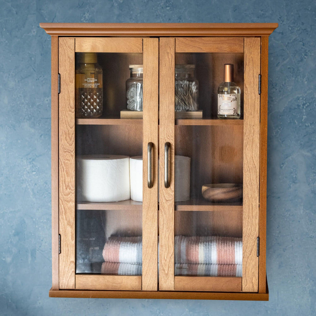 Wooden Over The Toilet Bathroom Medicine Cabinet with 2 Adjustable Shelves I553589