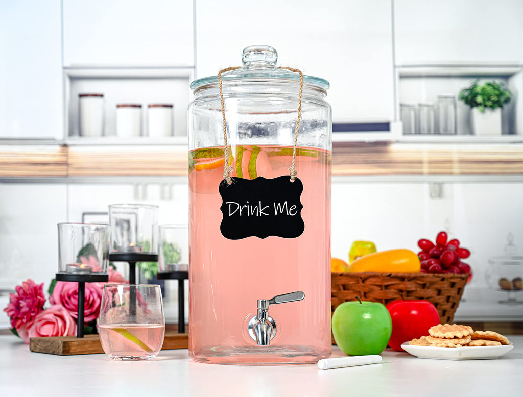 2 Gallon Glass Beverage Dispenser with Stainless Steel Spigot L657052