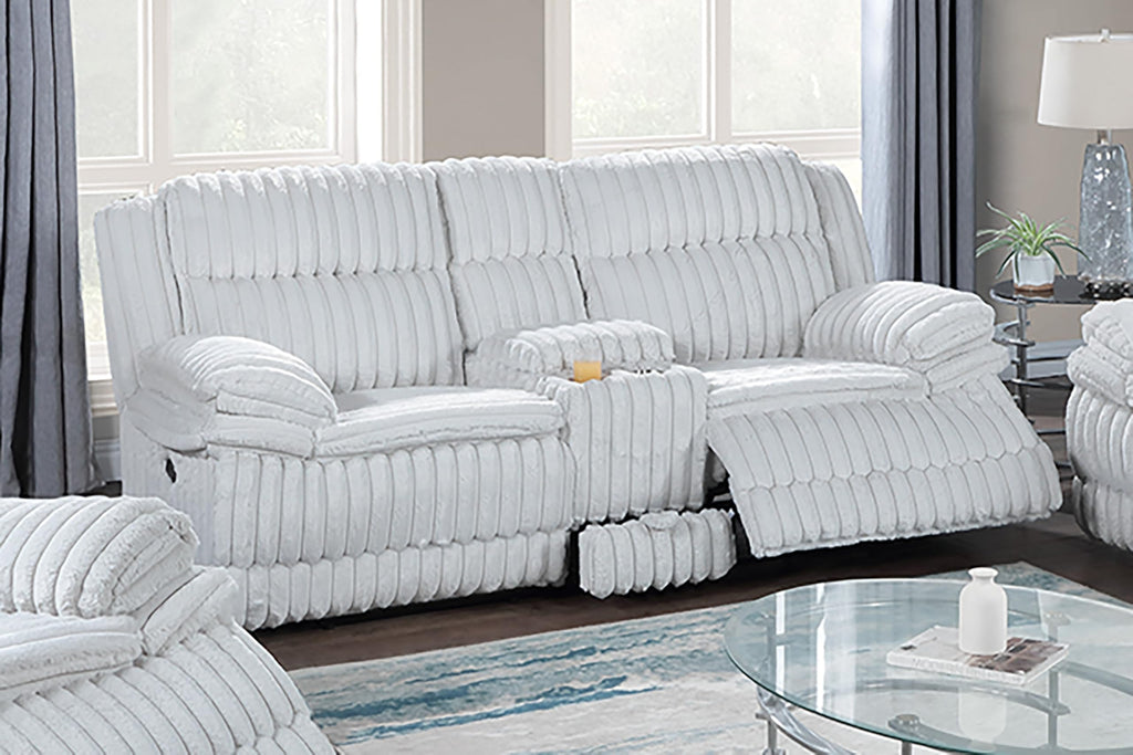 Light Gray Corduroy Loveseat Recliner with Console Drawer Y83564