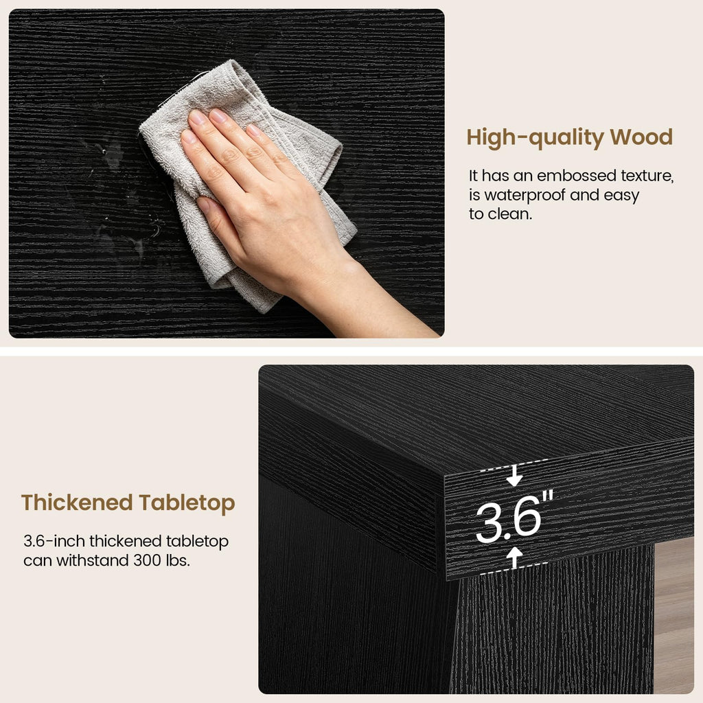 55.9" Black Wood Executive Desk with Storage T2284