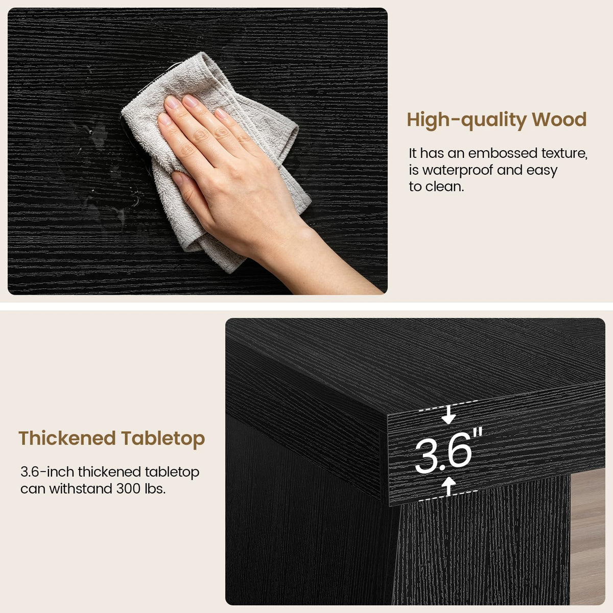 55.9" Black Wood Executive Desk with Storage T2284