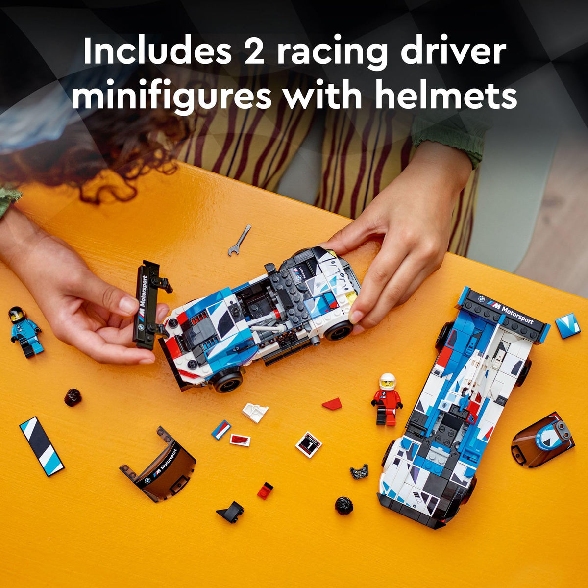 Buildable Race Car Toy Set with 2 Models and 2 Minifigures W363