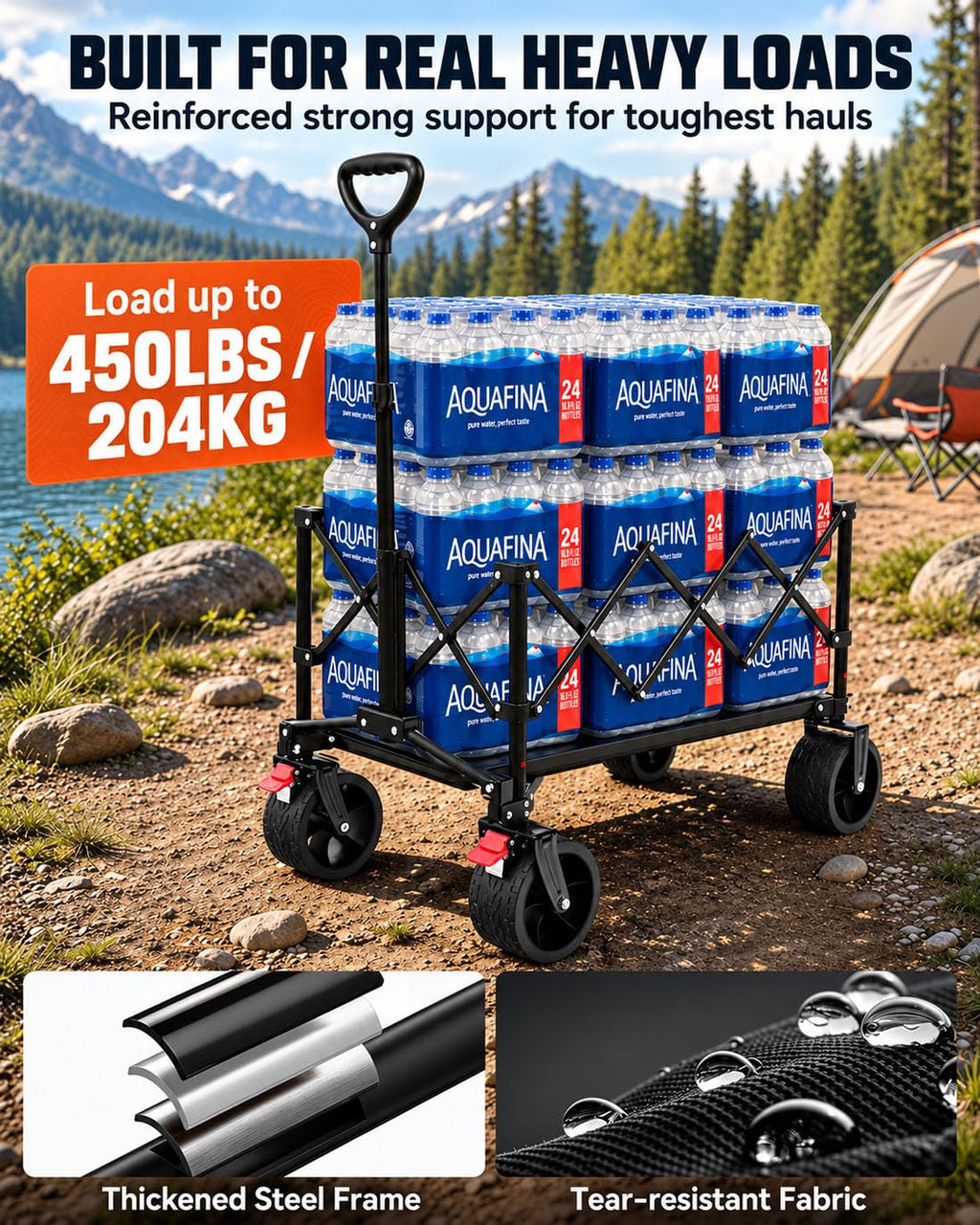 Foldable Beach Wagon with Big Wheels M102619