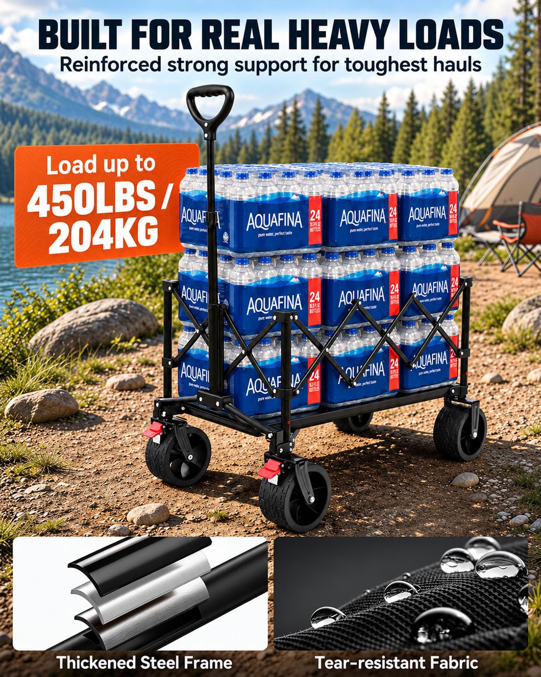 Foldable Beach Wagon with Big Wheels M102619