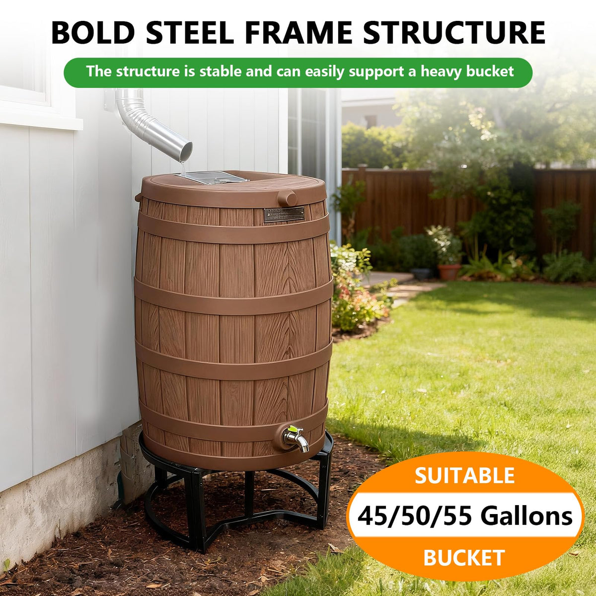 Heavy-Duty Stainless Steel Rain Barrel Stand U458926