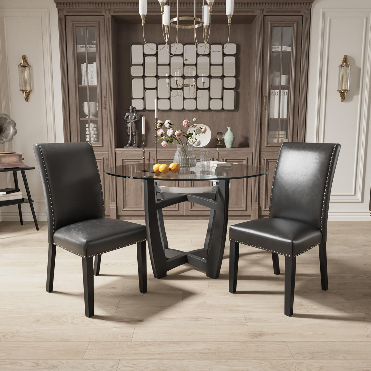 Set of 2 Faux Leather Upholstered Dining Chairs Z1758