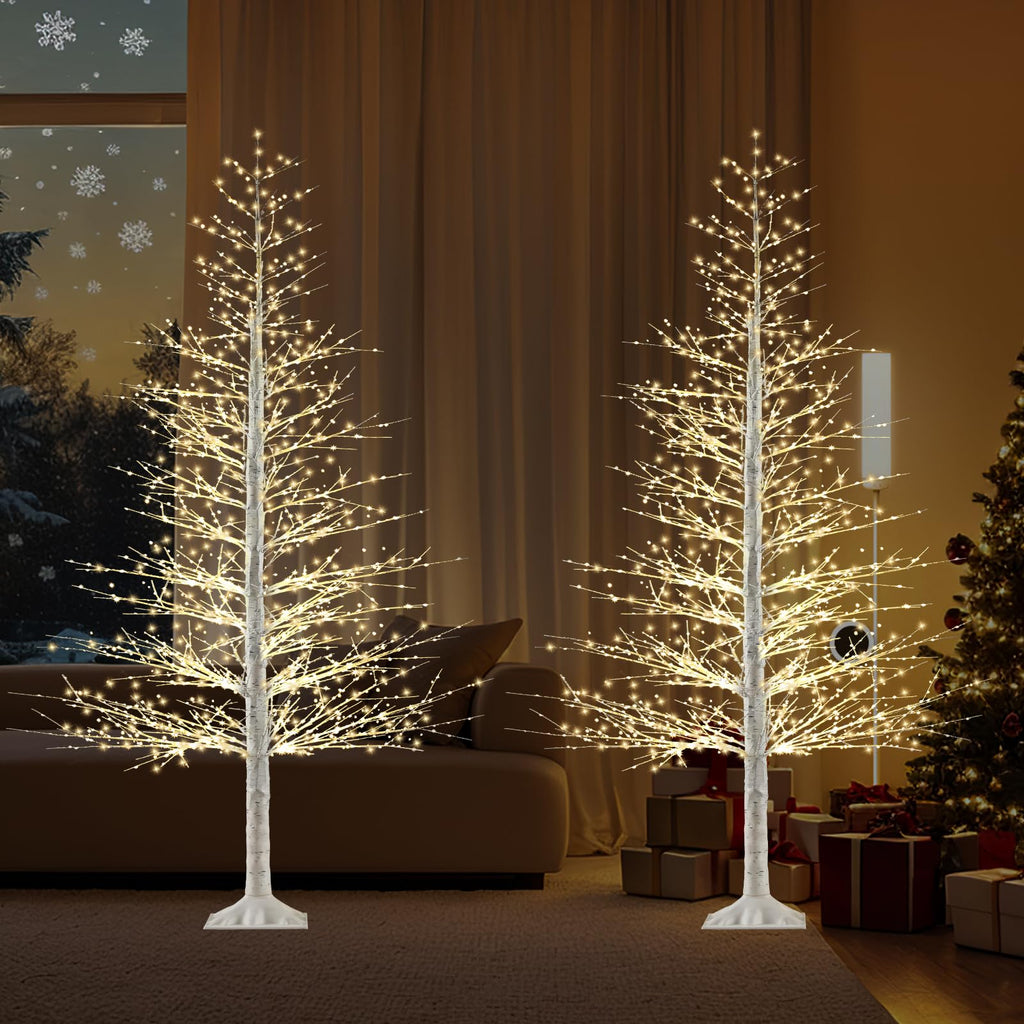 7FT Lighted Birch Tree with 1500 Warm LED Lights J482