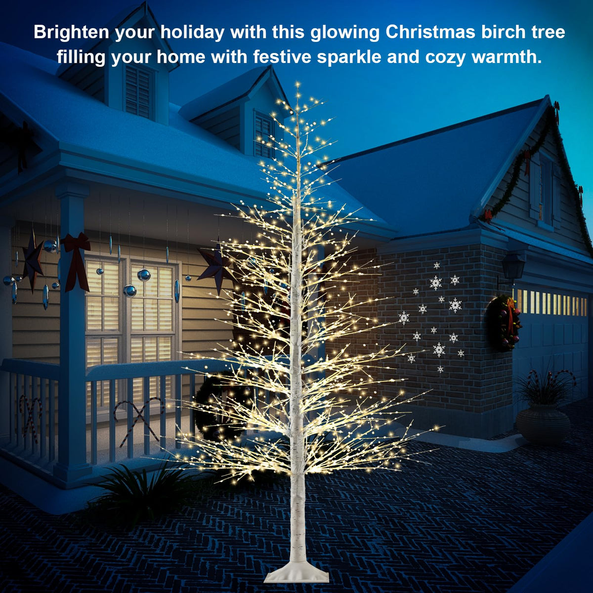 7FT Lighted Birch Tree with 1500 Warm LED Lights J482