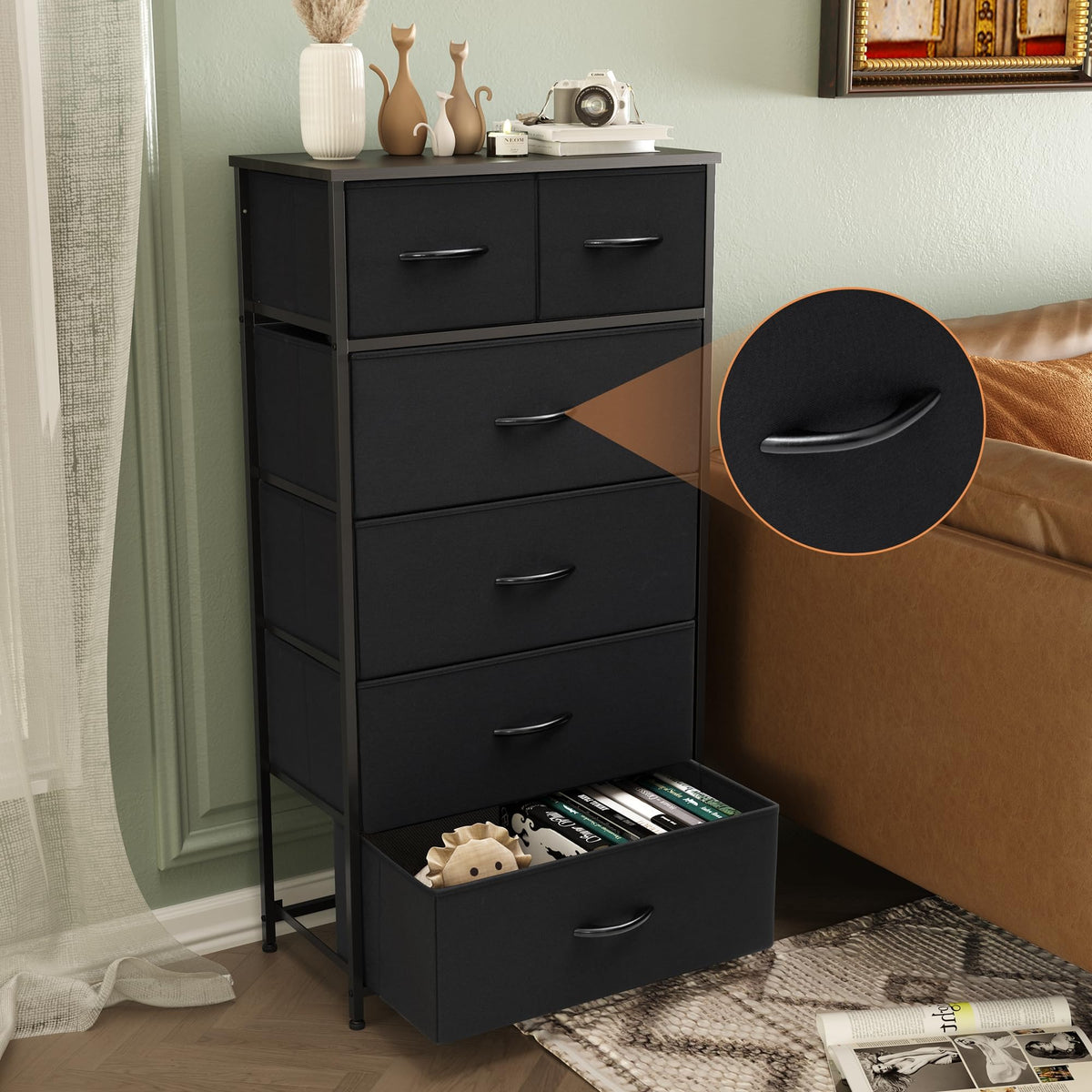 Fabric 6 Drawer Tall Dresser Y765552