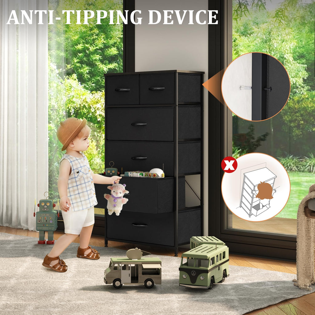 Fabric 6 Drawer Tall Dresser Y765552