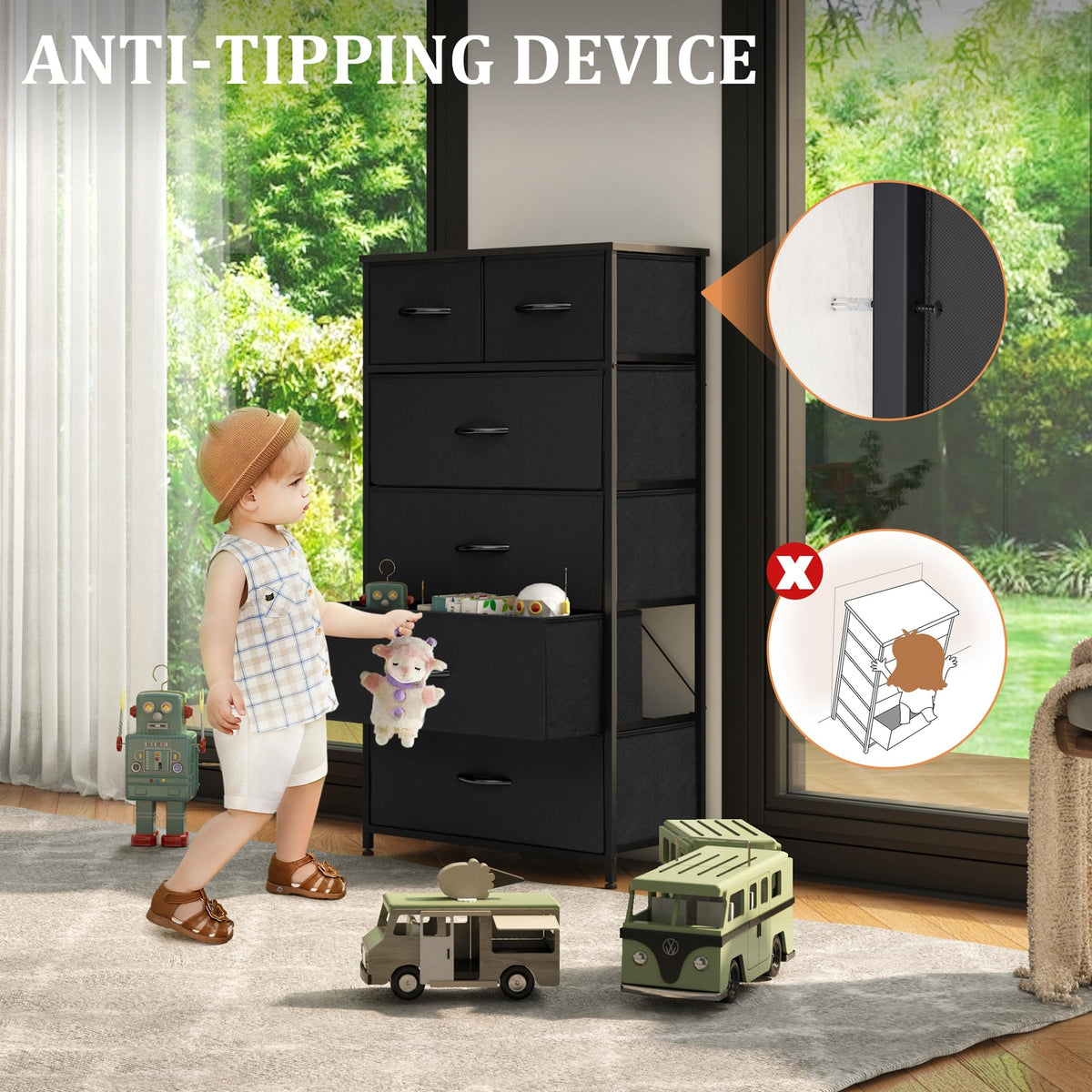 Fabric 6 Drawer Tall Dresser Y765552
