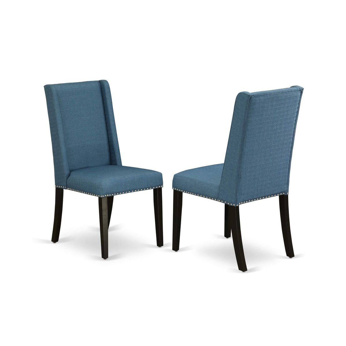 3 Piece Dining Table Set with 2 Blue Linen Fabric Chairs G34155