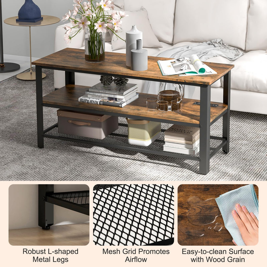 Small 3-Tier TV Stand with Power Outlets and USB Ports A107337