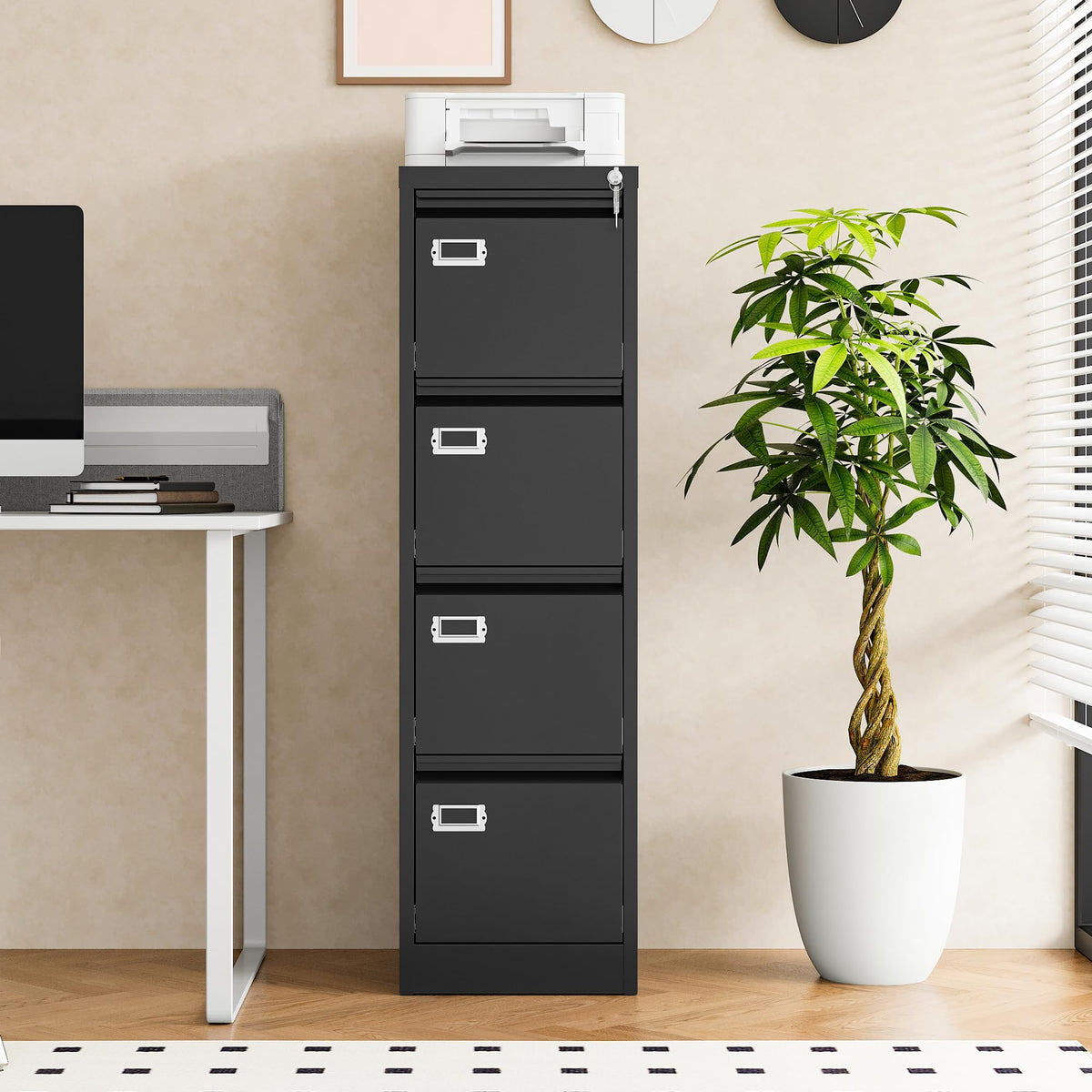4 Drawer Metal File Cabinet with Lock B88284