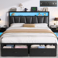 Queen Bed Frame with Storage Headboard and 2 Drawers X8716