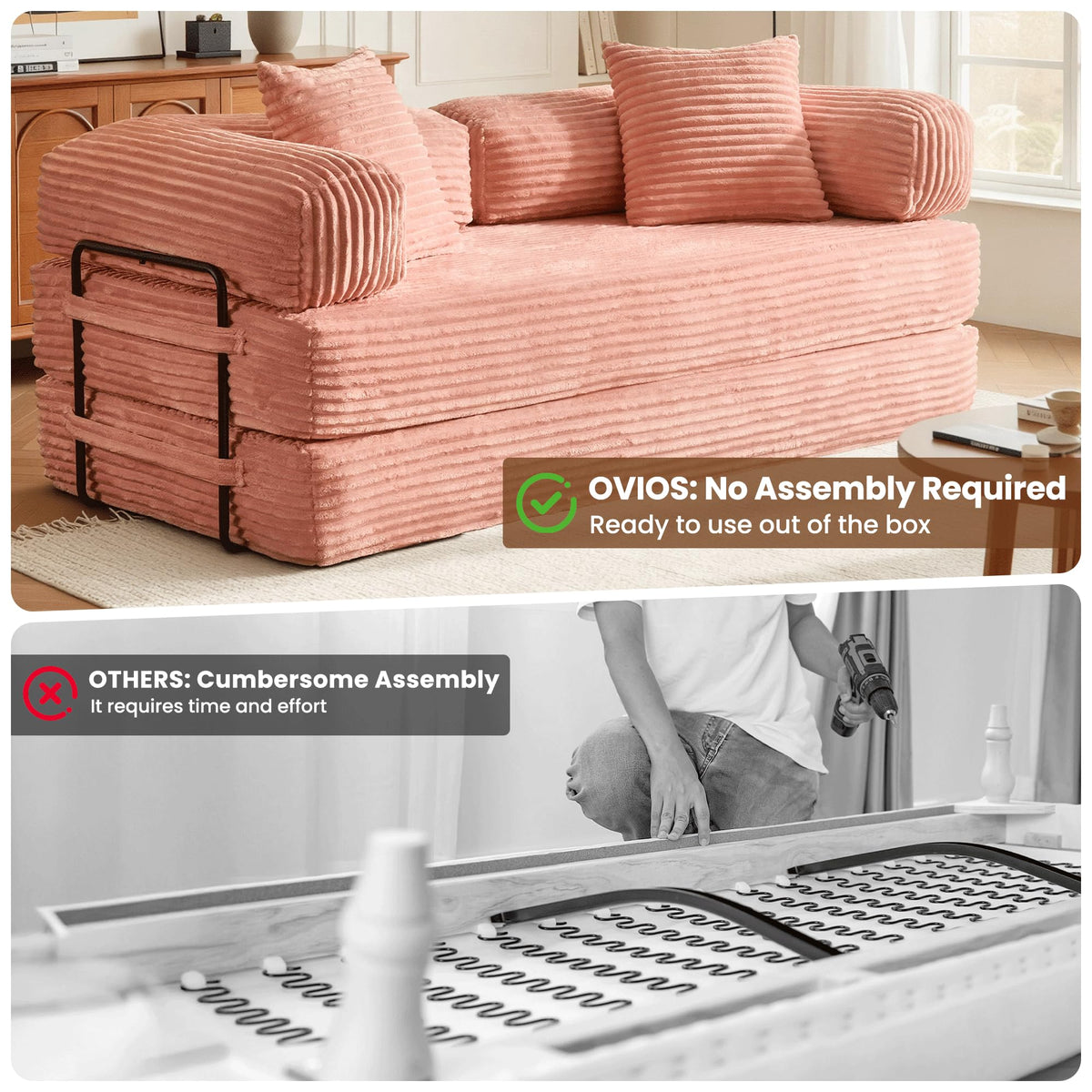 81" Folding Sofa Bed Convertible Floor Futon Lounger U773488