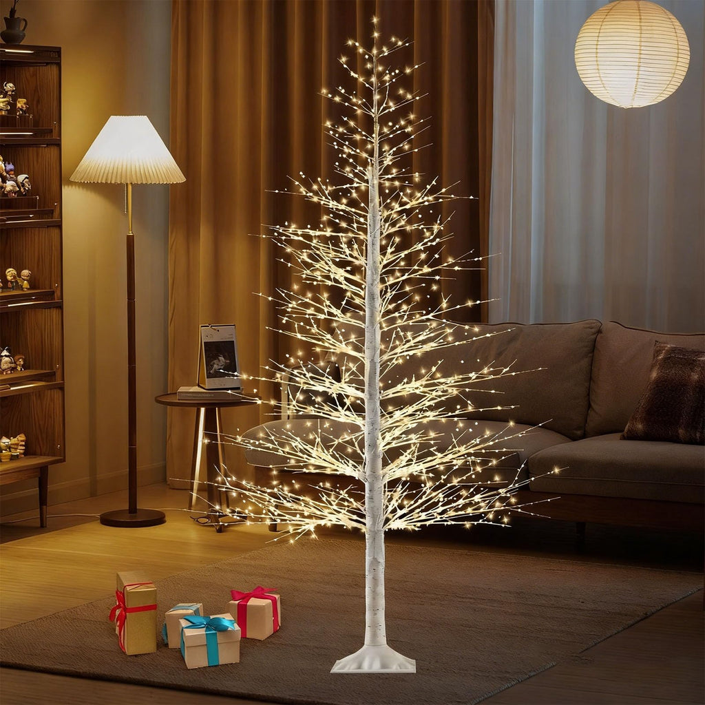 7FT Lighted Birch Tree with 1500 Warm LED Lights J482