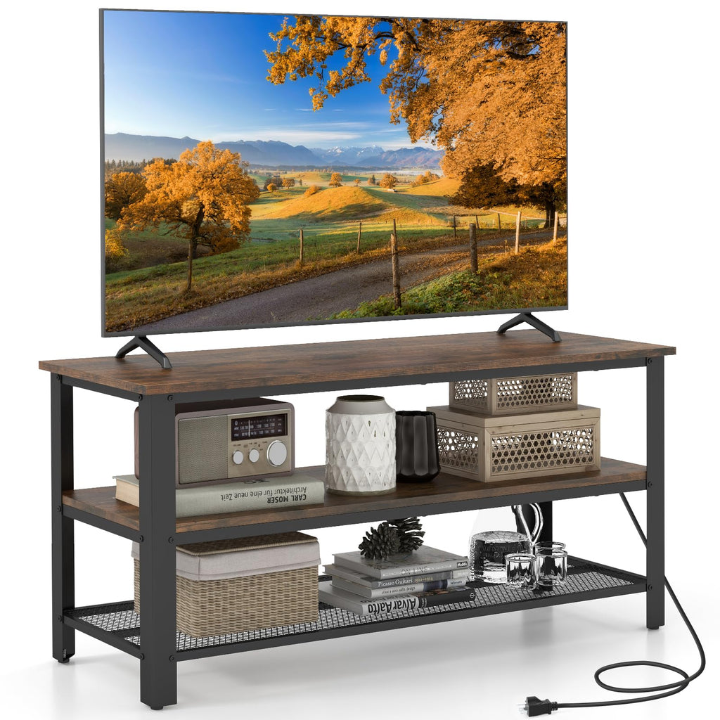 Small 3-Tier TV Stand with Power Outlets and USB Ports A107337