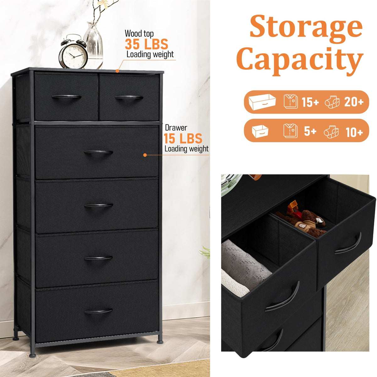 Fabric 6 Drawer Tall Dresser Y765552