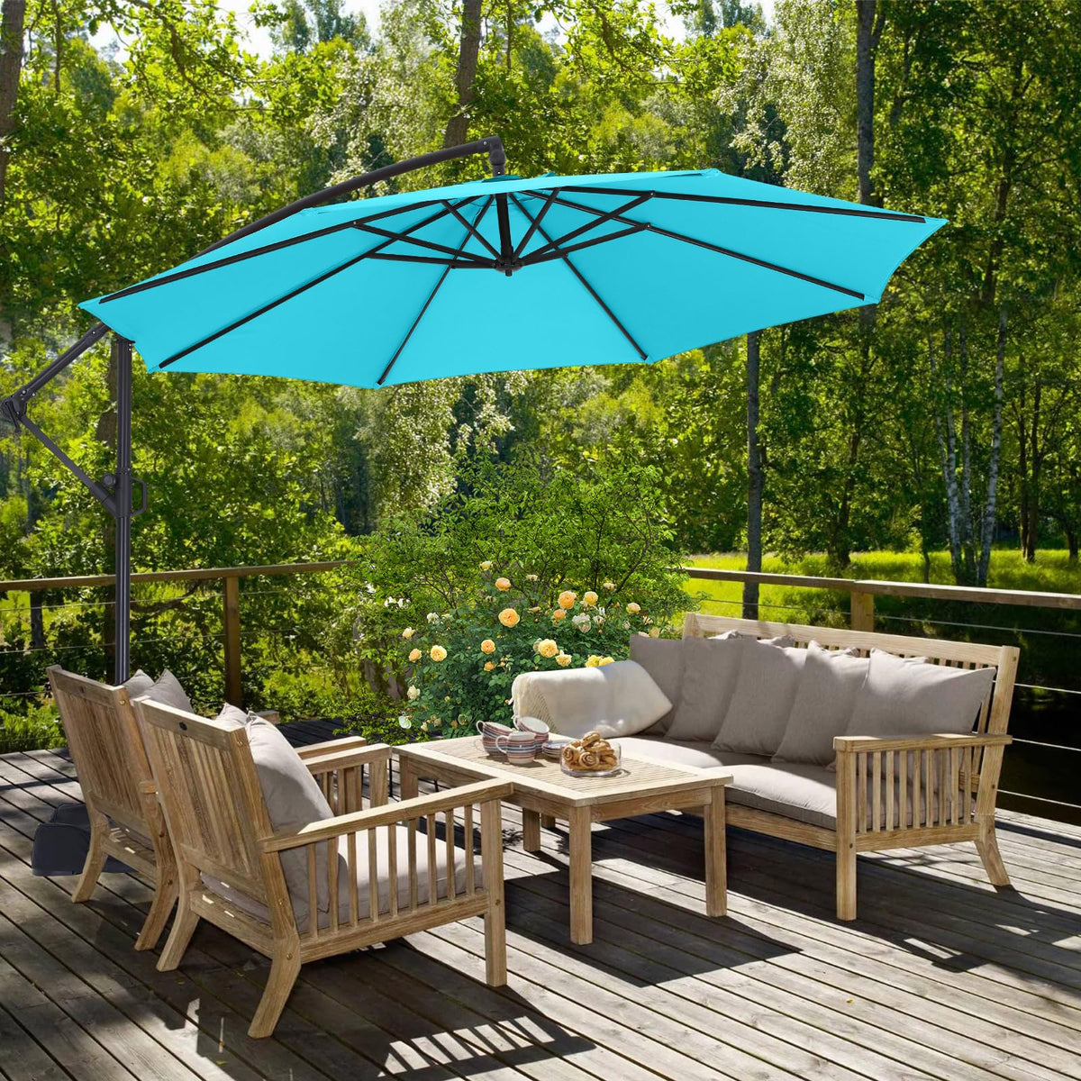 10FT Cantilever Umbrella with Base and Weights Bag H490