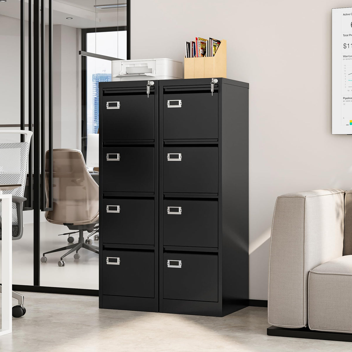 4 Drawer Metal File Cabinet with Lock B88284