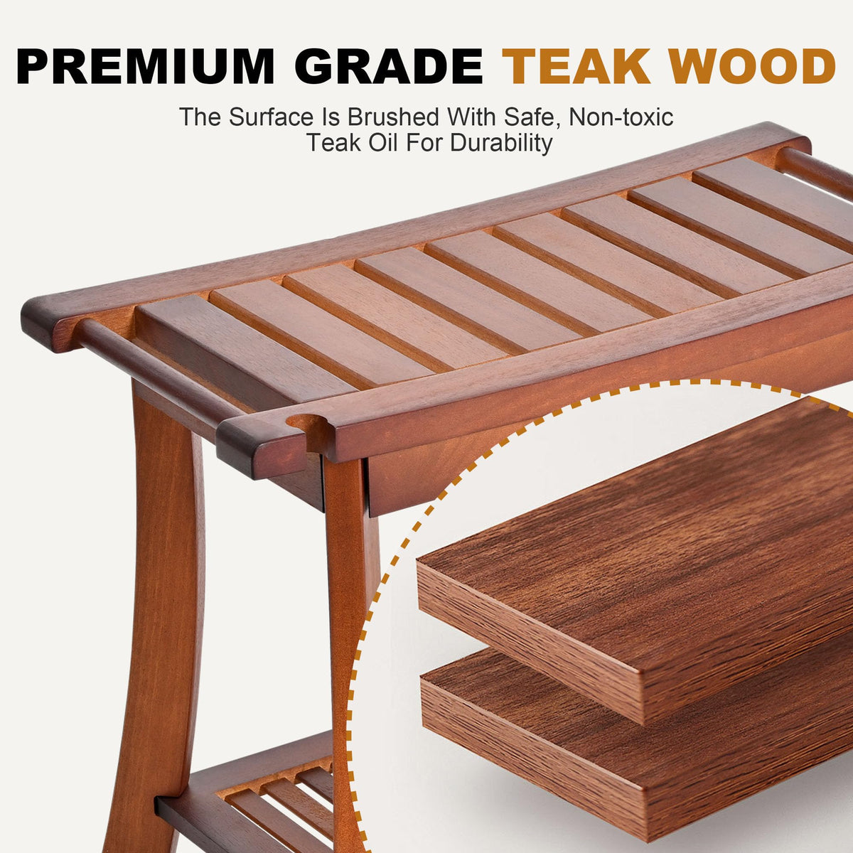 24" 2-Tier Teak Shower Bench L61239