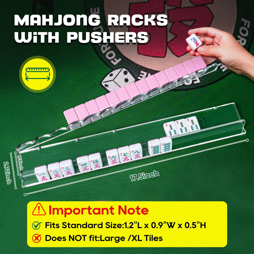 Clear Acrylic Mahjong Racks with Pushers, Set of 4 F495