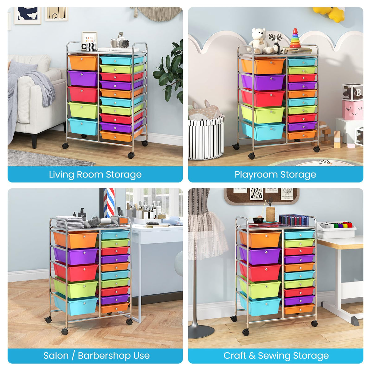 15 Drawer Rolling Storage Cart U278