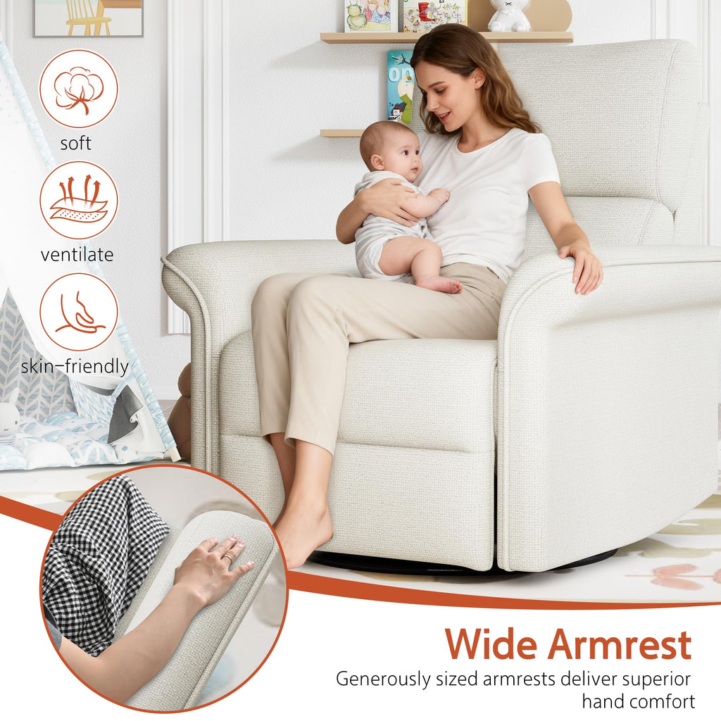 Fabric Light Gray Swivel Rocker Recliner Chair G32792