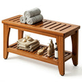 30" Solid Teak Shower Bench with Storage Shelf J8307