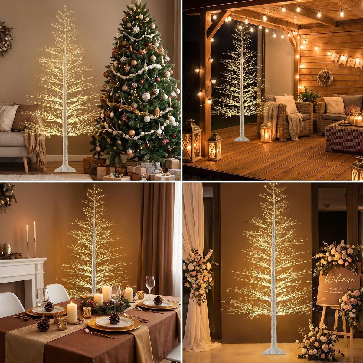 7FT Lighted Birch Tree with 1500 Warm LED Lights J482